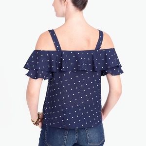 NWT J.Crew Women's Printed cold-shoulder Polka Dot Tank Top SIZE 14 H5389 BE